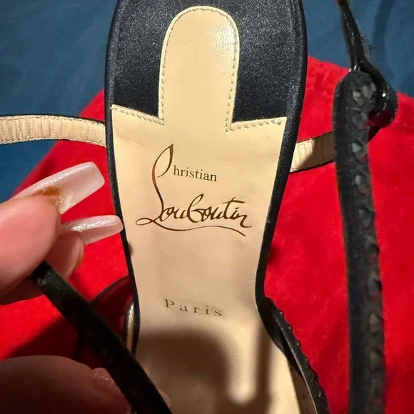 Christian Louboutin Black Patent Leather Platform Heels with Swarovski crystals - Picture 11 of 15